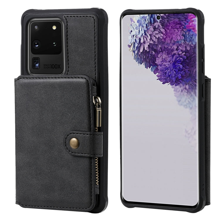 Zipper Shockproof Protective Case with Card Slots & Bracket & Photo Holder & Wallet Function, For Galaxy S20, For Galaxy S20+, For Galaxy S20 Ultra
