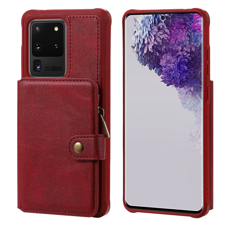 Zipper Shockproof Protective Case with Card Slots & Bracket & Photo Holder & Wallet Function, For Galaxy S20, For Galaxy S20+, For Galaxy S20 Ultra