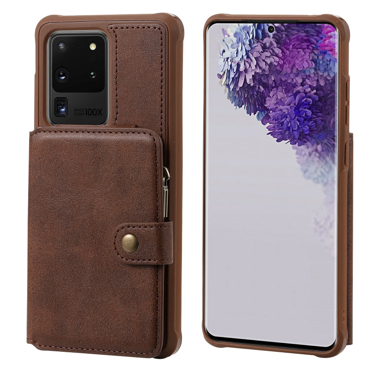 Zipper Shockproof Protective Case with Card Slots & Bracket & Photo Holder & Wallet Function, For Galaxy S20, For Galaxy S20+, For Galaxy S20 Ultra