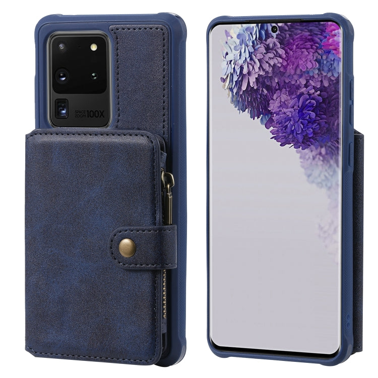 Zipper Shockproof Protective Case with Card Slots & Bracket & Photo Holder & Wallet Function, For Galaxy S20, For Galaxy S20+, For Galaxy S20 Ultra