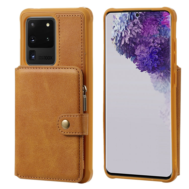 Zipper Shockproof Protective Case with Card Slots & Bracket & Photo Holder & Wallet Function, For Galaxy S20, For Galaxy S20+, For Galaxy S20 Ultra