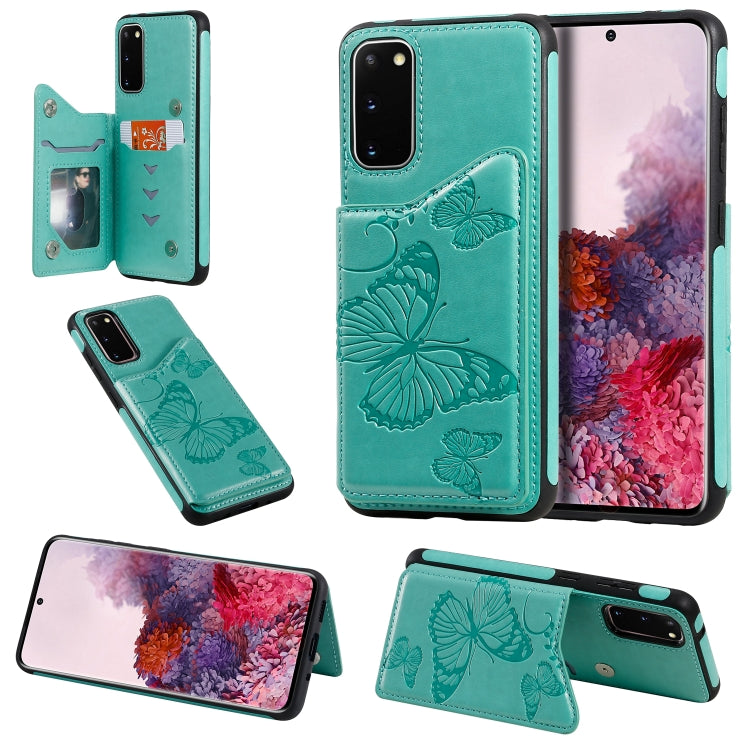 Butterfly Embossing Pattern Shockproof Protective Case with Holder & Card Slots & Wallet, For Galaxy S20, For Galaxy S20 Plus, For Galaxy S20 Ultra