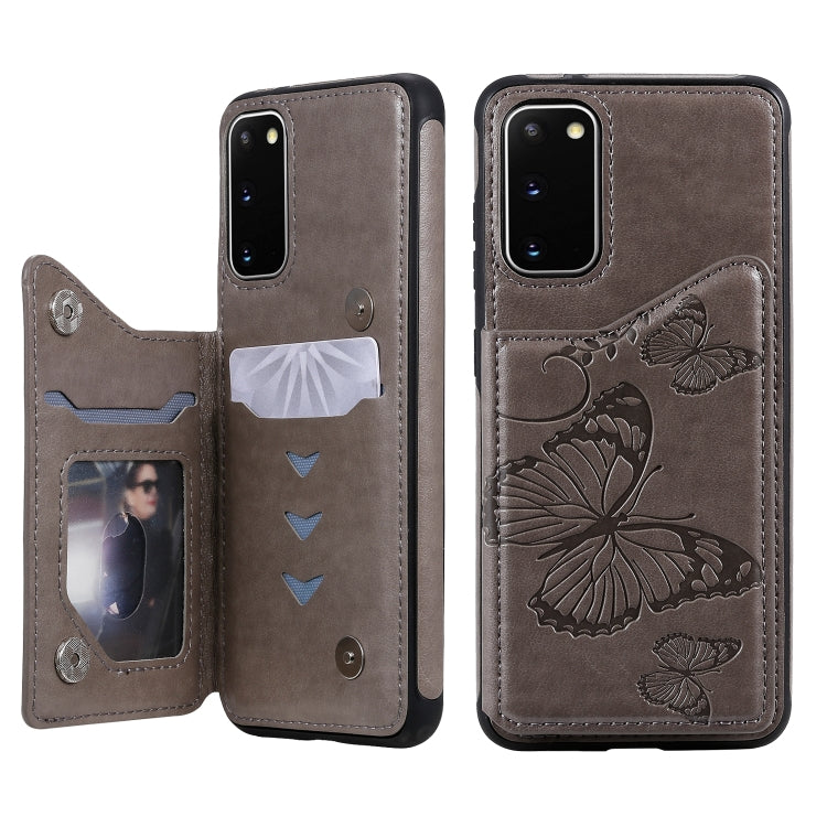 Butterfly Embossing Pattern Shockproof Protective Case with Holder & Card Slots & Wallet, For Galaxy S20, For Galaxy S20 Plus, For Galaxy S20 Ultra