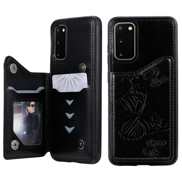 Butterfly Embossing Pattern Shockproof Protective Case with Holder & Card Slots & Wallet, For Galaxy S20, For Galaxy S20 Plus, For Galaxy S20 Ultra