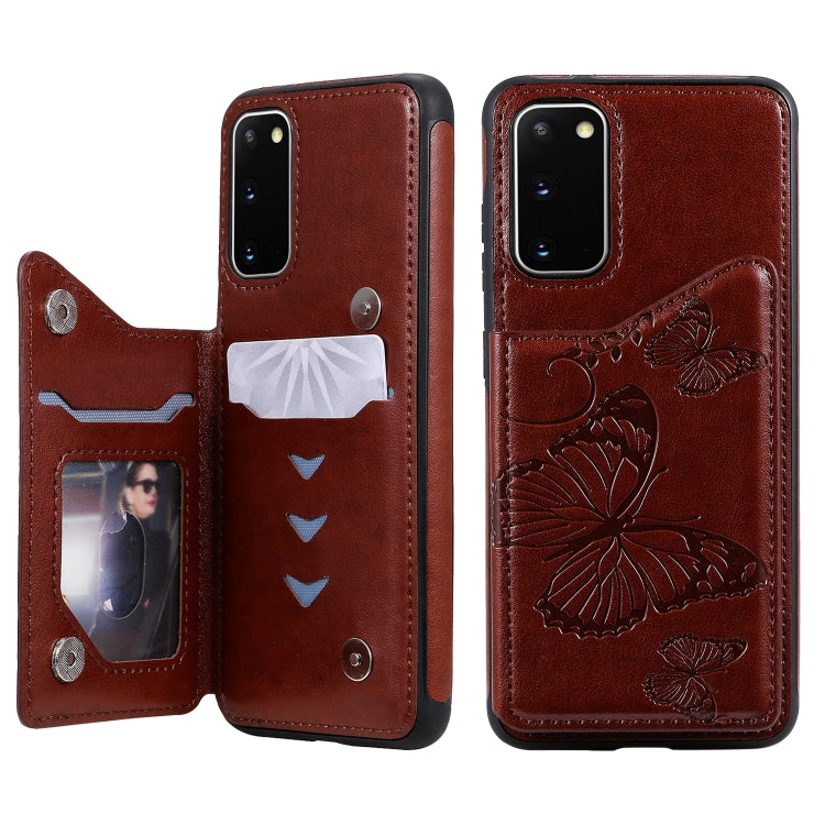 Butterfly Embossing Pattern Shockproof Protective Case with Holder & Card Slots & Wallet, For Galaxy S20, For Galaxy S20 Plus, For Galaxy S20 Ultra