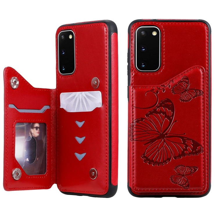 Butterfly Embossing Pattern Shockproof Protective Case with Holder & Card Slots & Wallet, For Galaxy S20, For Galaxy S20 Plus, For Galaxy S20 Ultra