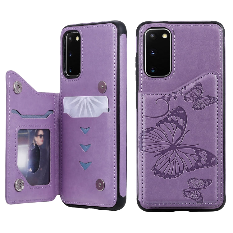 Butterfly Embossing Pattern Shockproof Protective Case with Holder & Card Slots & Wallet, For Galaxy S20, For Galaxy S20 Plus, For Galaxy S20 Ultra