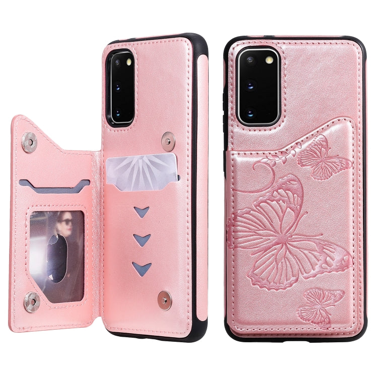 Butterfly Embossing Pattern Shockproof Protective Case with Holder & Card Slots & Wallet, For Galaxy S20, For Galaxy S20 Plus, For Galaxy S20 Ultra