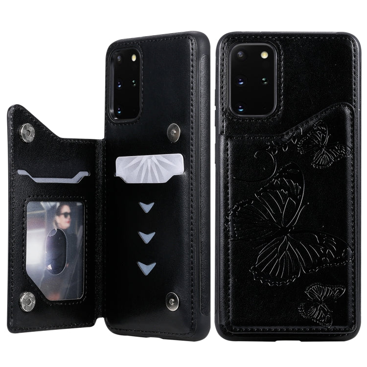 Butterfly Embossing Pattern Shockproof Protective Case with Holder & Card Slots & Wallet, For Galaxy S20, For Galaxy S20 Plus, For Galaxy S20 Ultra