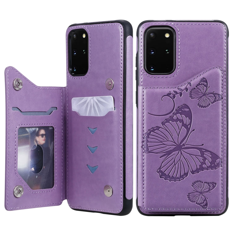 Butterfly Embossing Pattern Shockproof Protective Case with Holder & Card Slots & Wallet, For Galaxy S20, For Galaxy S20 Plus, For Galaxy S20 Ultra