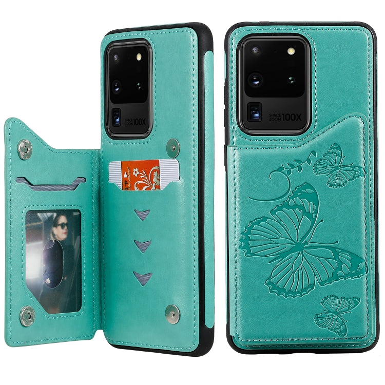 Butterfly Embossing Pattern Shockproof Protective Case with Holder & Card Slots & Wallet, For Galaxy S20, For Galaxy S20 Plus, For Galaxy S20 Ultra