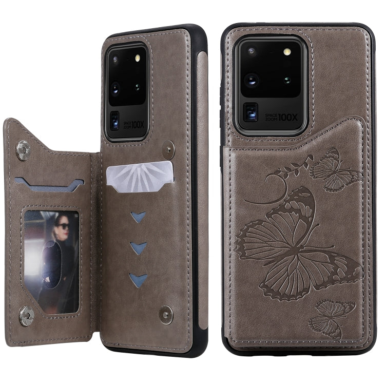Butterfly Embossing Pattern Shockproof Protective Case with Holder & Card Slots & Wallet, For Galaxy S20, For Galaxy S20 Plus, For Galaxy S20 Ultra