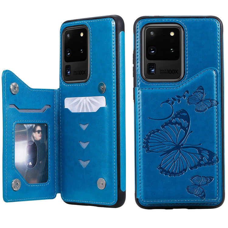 Butterfly Embossing Pattern Shockproof Protective Case with Holder & Card Slots & Wallet, For Galaxy S20, For Galaxy S20 Plus, For Galaxy S20 Ultra