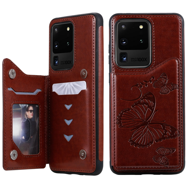 Butterfly Embossing Pattern Shockproof Protective Case with Holder & Card Slots & Wallet, For Galaxy S20, For Galaxy S20 Plus, For Galaxy S20 Ultra