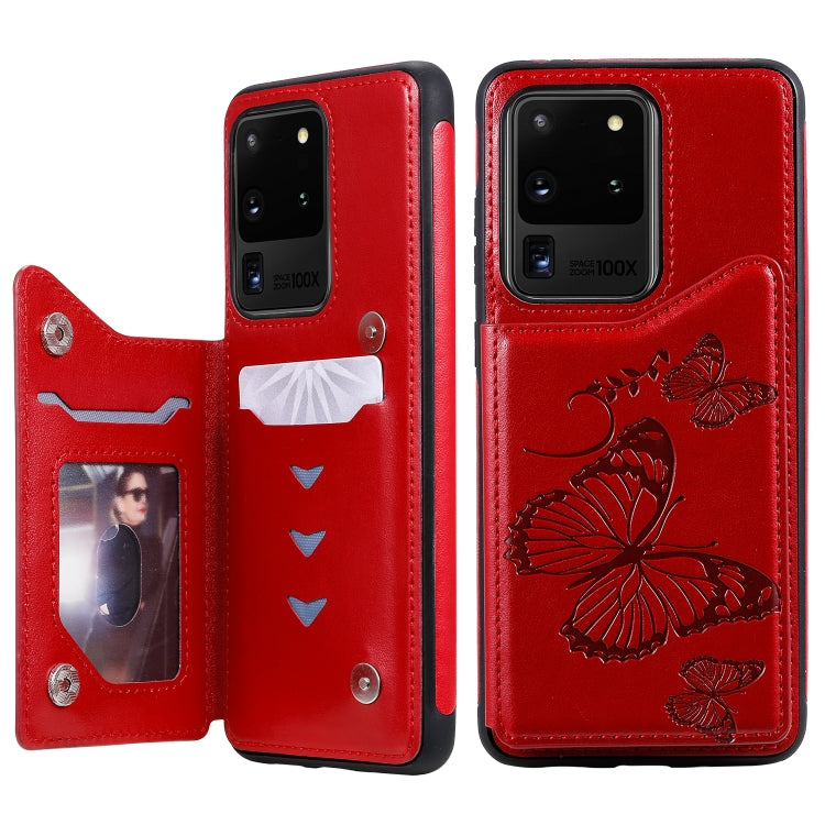 Butterfly Embossing Pattern Shockproof Protective Case with Holder & Card Slots & Wallet, For Galaxy S20, For Galaxy S20 Plus, For Galaxy S20 Ultra