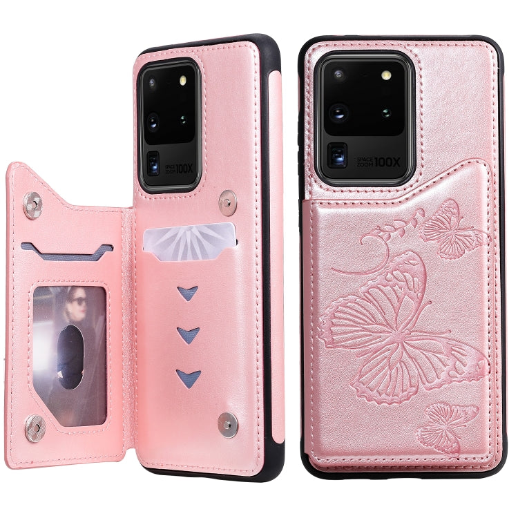 Butterfly Embossing Pattern Shockproof Protective Case with Holder & Card Slots & Wallet, For Galaxy S20, For Galaxy S20 Plus, For Galaxy S20 Ultra