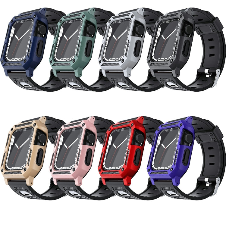 Military Silicone Watch Band + Watch Case Set, For Apple Watch Series 8&7 45mm / SE 2&6&SE&5&4 44mm, For Apple Watch Series 8&7 41mm / SE 2&6&SE&5&4 40mm