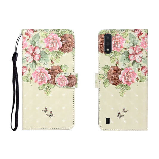 3D colored flip leather case for Galaxy A01 with card slots and wallet function