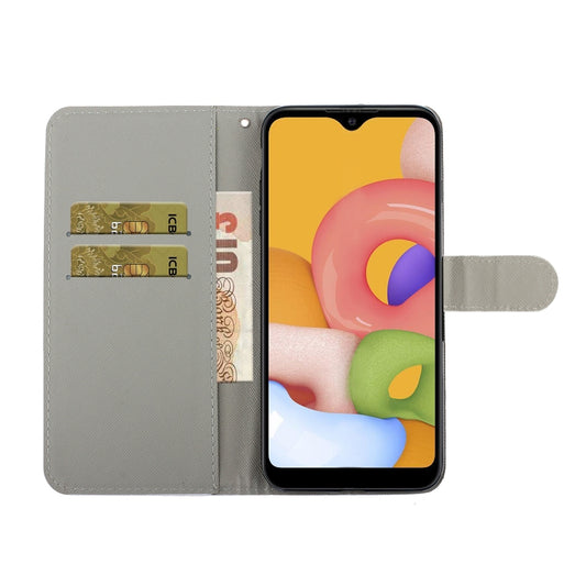 3D artistic design leather case for Galaxy A01 with multiple card storage slots