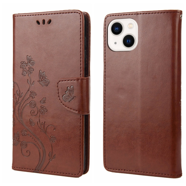 Butterfly Flower Pattern Flip Leather Phone Case, For iPhone 14, For iPhone 14 Plus, For iPhone 14 Pro