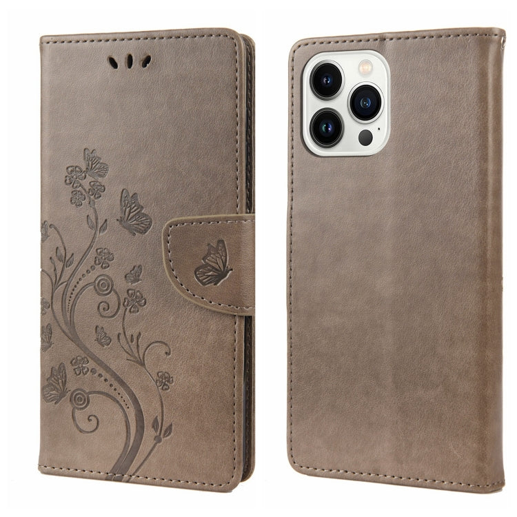 Butterfly Flower Pattern Flip Leather Phone Case, For iPhone 14, For iPhone 14 Plus, For iPhone 14 Pro