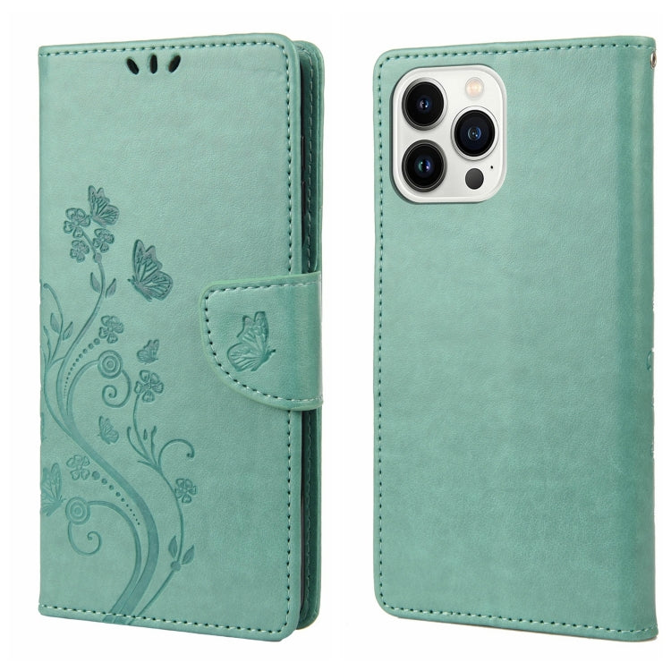 Butterfly Flower Pattern Flip Leather Phone Case, For iPhone 14, For iPhone 14 Plus, For iPhone 14 Pro