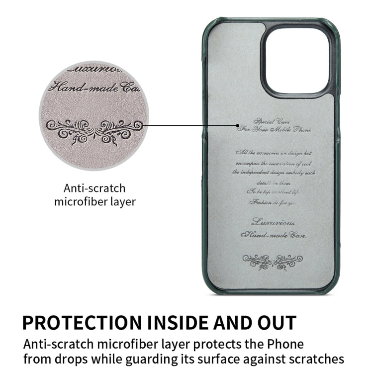 Fierre Shann Oil Wax Texture Genuine Leather Back Case with Rotation Holder & Card Slot, For iPhone 14, For iPhone 14 Plus, For iPhone 14 Pro, For iPhone 14 Pro Max