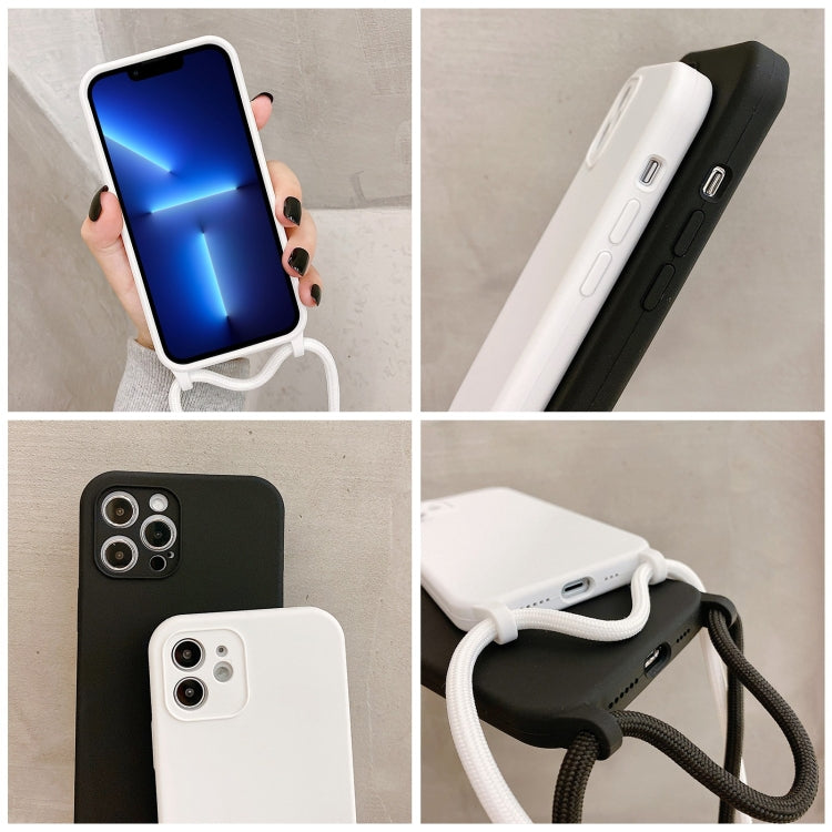 Étui en silicone liquide avec cordon bandoulière pour iPhone 13 Pro