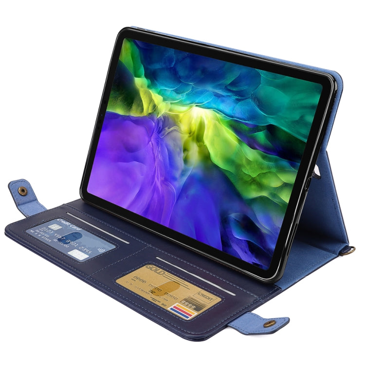 Étui à rabat horizontal en cuir PU avec emplacements pour cartes, emplacements pour stylos, support, portefeuille, cadre photo et bandoulière, pour iPad Pro 11 (2021/2020) et iPad Pro 12.9 (2021/2020).