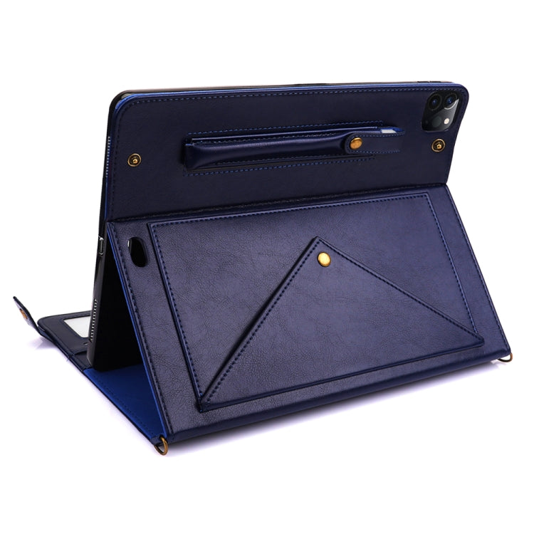 Étui à rabat horizontal en cuir PU avec emplacements pour cartes, emplacements pour stylos, support, portefeuille, cadre photo et bandoulière, pour iPad Pro 11 (2021/2020) et iPad Pro 12.9 (2021/2020).