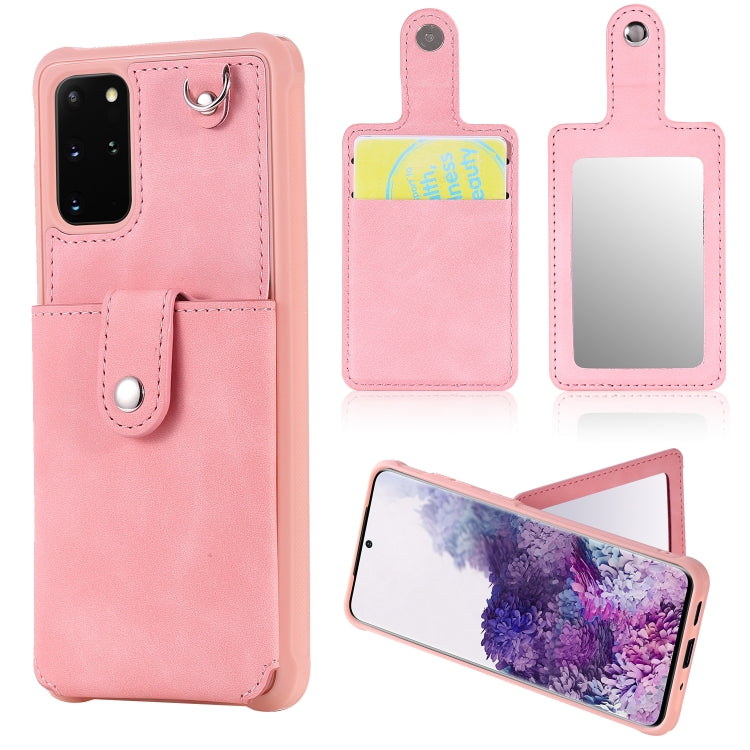 Shockproof Protective Case with Mirror & Card Slot & Short Lanyard, For Galaxy S20, For Galaxy S20 Plus, For Galaxy S20 Ultra