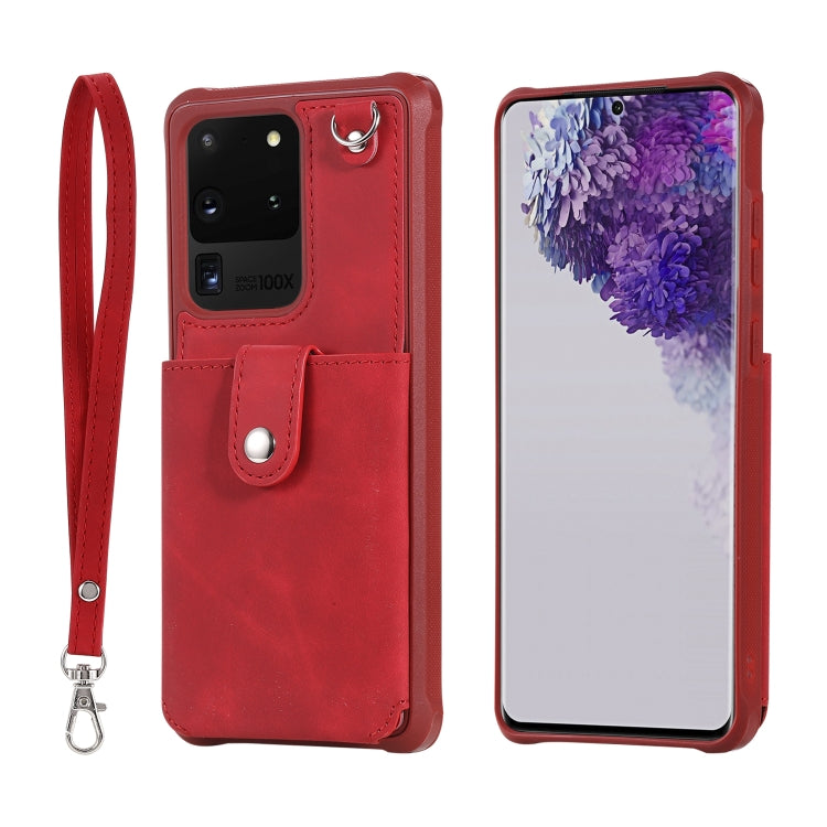 Shockproof Protective Case with Mirror & Card Slot & Short Lanyard, For Galaxy S20, For Galaxy S20 Plus, For Galaxy S20 Ultra
