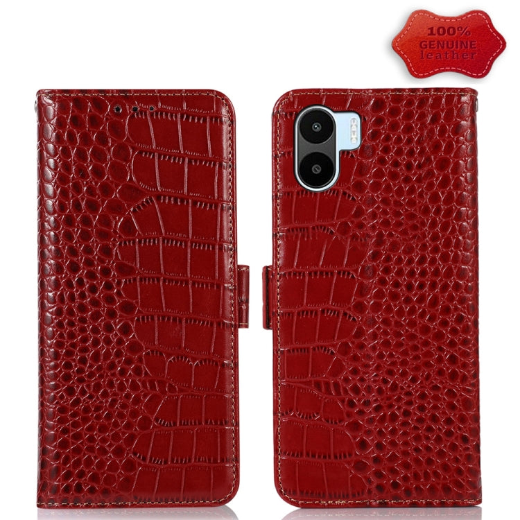 Crocodile Top Layer Cowhide Leather Phone Case, For Xiaomi Redmi A1
