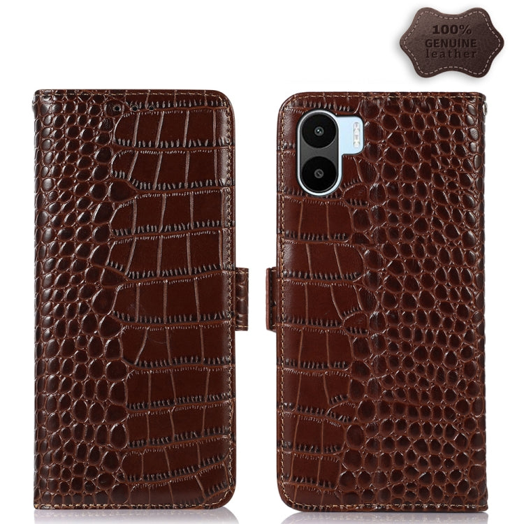 Crocodile Top Layer Cowhide Leather Phone Case, For Xiaomi Redmi A1