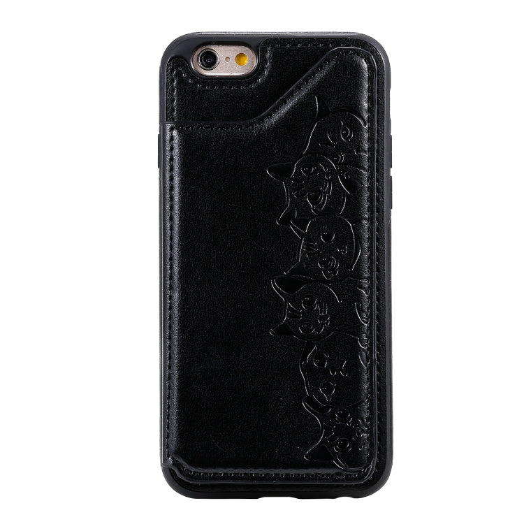Six Cats Embossing Pattern Protective Case with Holder & Card Slots & Photo Frame, For iPhone 6, For iPhone 6 Plus, For iPhone 7 / 8