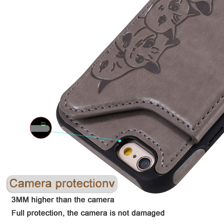 Six Cats Embossing Pattern Protective Case with Holder & Card Slots & Photo Frame, For iPhone 6, For iPhone 6 Plus, For iPhone 7 / 8