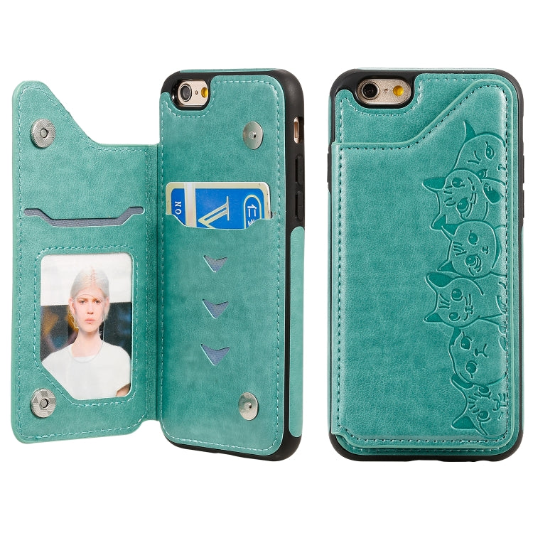 Six Cats Embossing Pattern Protective Case with Holder & Card Slots & Photo Frame, For iPhone 6, For iPhone 6 Plus, For iPhone 7 / 8