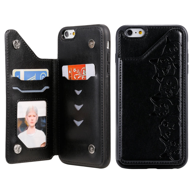 Six Cats Embossing Pattern Protective Case with Holder & Card Slots & Photo Frame, For iPhone 6, For iPhone 6 Plus, For iPhone 7 / 8