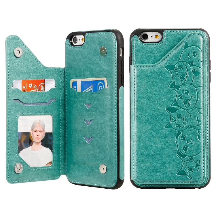 Six Cats Embossing Pattern Protective Case with Holder & Card Slots & Photo Frame, For iPhone 6, For iPhone 6 Plus, For iPhone 7 / 8
