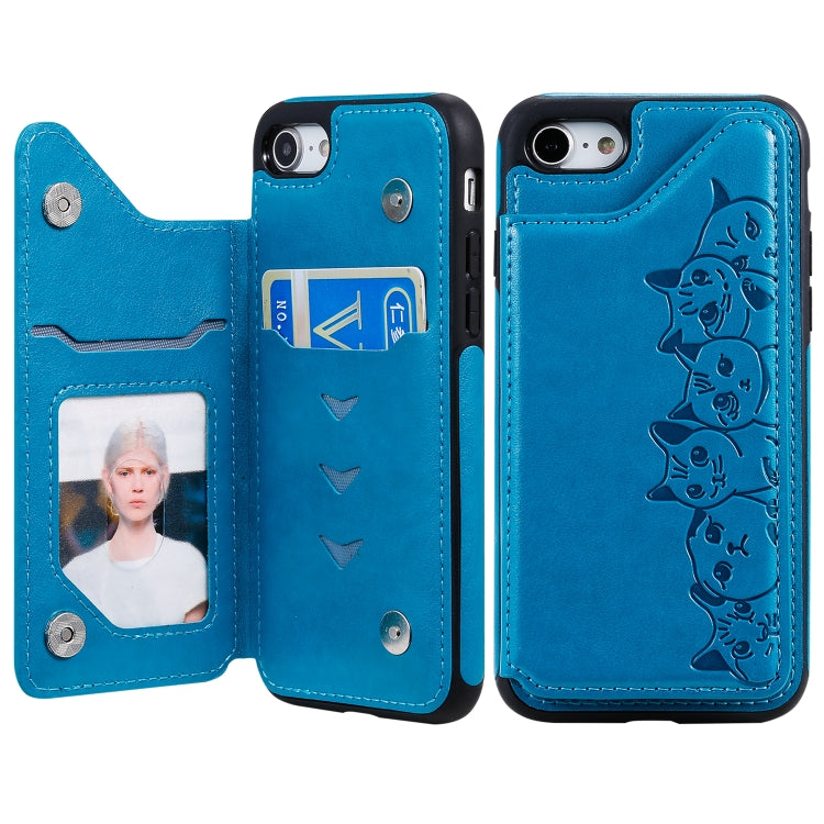 Six Cats Embossing Pattern Protective Case with Holder & Card Slots & Photo Frame, For iPhone 6, For iPhone 6 Plus, For iPhone 7 / 8