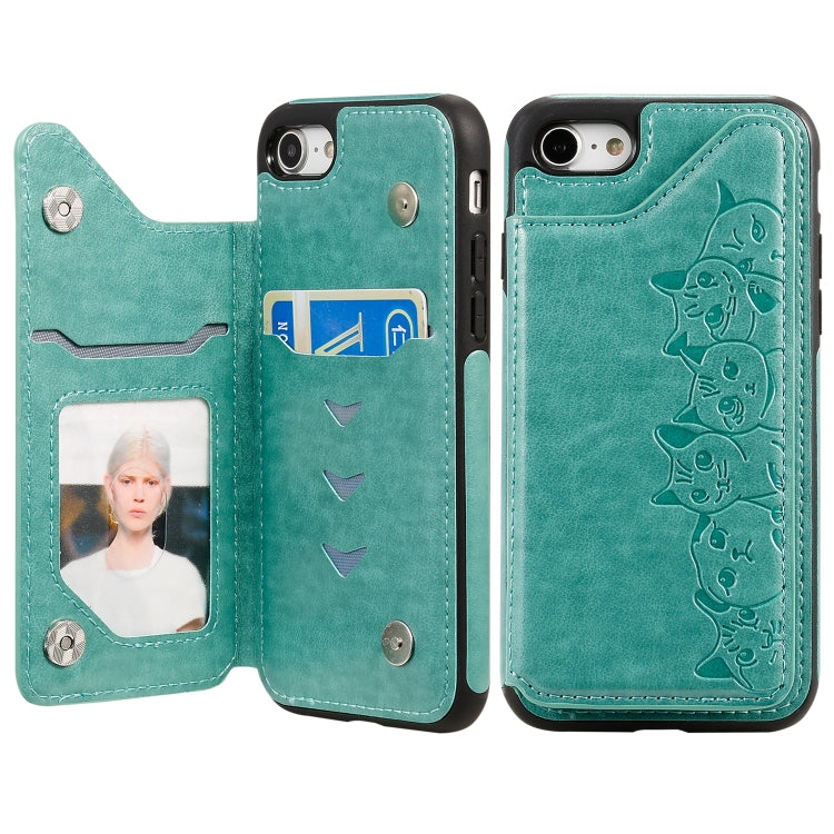 Six Cats Embossing Pattern Protective Case with Holder & Card Slots & Photo Frame, For iPhone 6, For iPhone 6 Plus, For iPhone 7 / 8