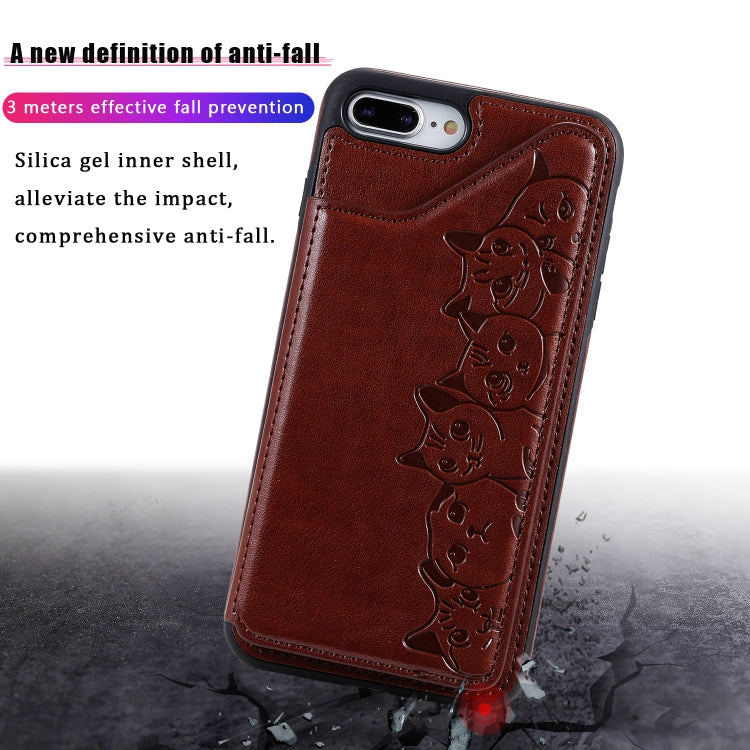 Six Cats Embossing Pattern Protective Case with Holder & Card Slots & Photo Frame, For iPhone 7 Plus / 8 Plus, For iPhone 11, For iPhone 11 Pro Max