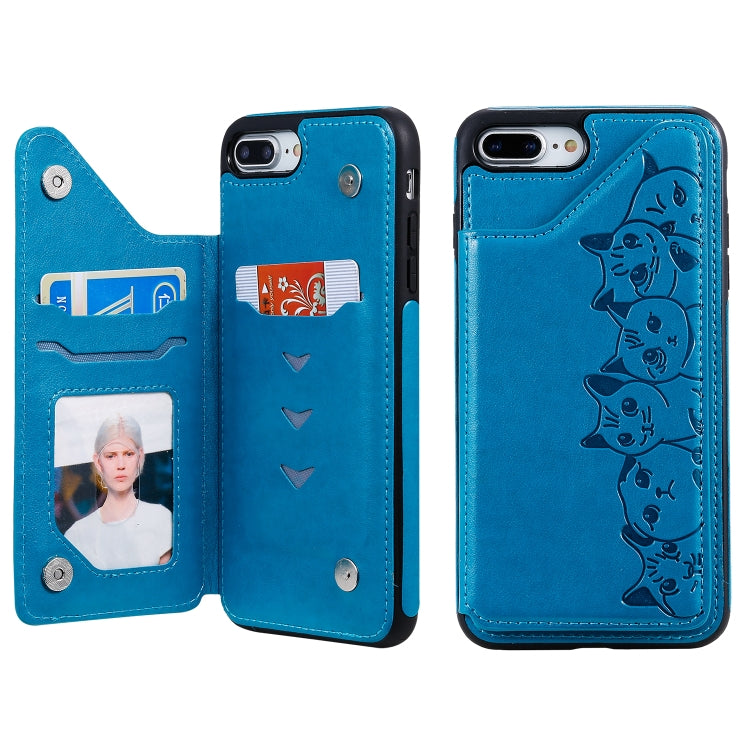 Six Cats Embossing Pattern Protective Case with Holder & Card Slots & Photo Frame, For iPhone 7 Plus / 8 Plus, For iPhone 11, For iPhone 11 Pro Max