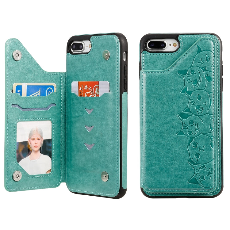 Six Cats Embossing Pattern Protective Case with Holder & Card Slots & Photo Frame, For iPhone 7 Plus / 8 Plus, For iPhone 11, For iPhone 11 Pro Max