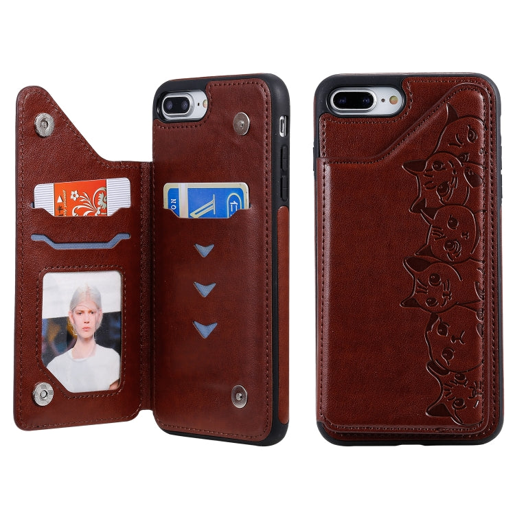 Six Cats Embossing Pattern Protective Case with Holder & Card Slots & Photo Frame, For iPhone 7 Plus / 8 Plus, For iPhone 11, For iPhone 11 Pro Max