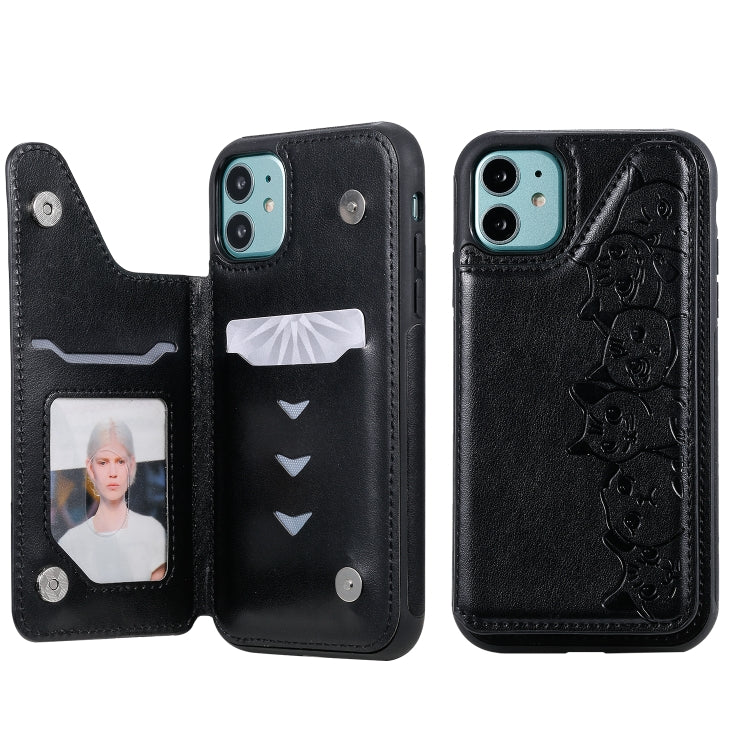 Six Cats Embossing Pattern Protective Case with Holder & Card Slots & Photo Frame, For iPhone 7 Plus / 8 Plus, For iPhone 11, For iPhone 11 Pro Max