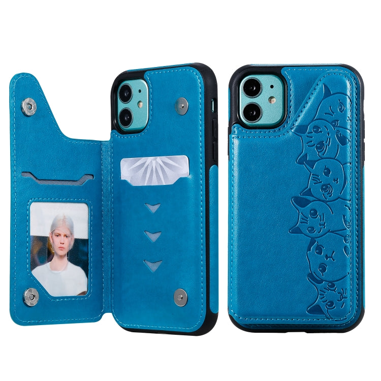 Six Cats Embossing Pattern Protective Case with Holder & Card Slots & Photo Frame, For iPhone 7 Plus / 8 Plus, For iPhone 11, For iPhone 11 Pro Max