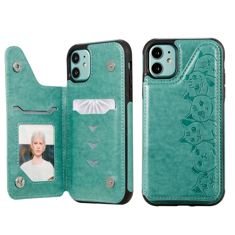 Six Cats Embossing Pattern Protective Case with Holder & Card Slots & Photo Frame, For iPhone 7 Plus / 8 Plus, For iPhone 11, For iPhone 11 Pro Max