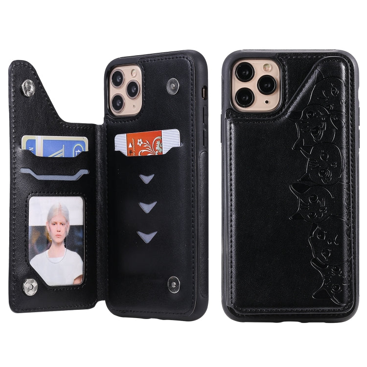 Six Cats Embossing Pattern Protective Case with Holder & Card Slots & Photo Frame, For iPhone 7 Plus / 8 Plus, For iPhone 11, For iPhone 11 Pro Max
