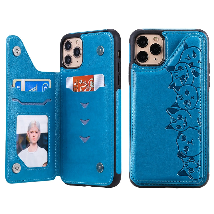 Six Cats Embossing Pattern Protective Case with Holder & Card Slots & Photo Frame, For iPhone 7 Plus / 8 Plus, For iPhone 11, For iPhone 11 Pro Max